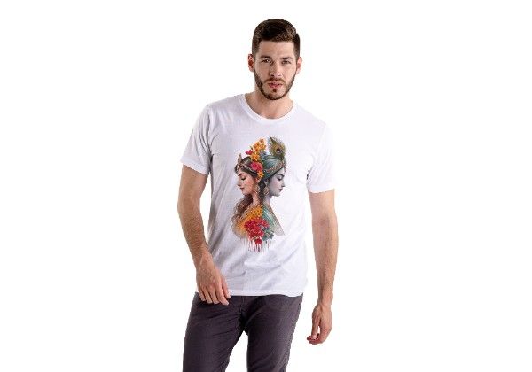 Radha Krishna Classic Cotton T-Shirt – Timeless Spiritual Wear